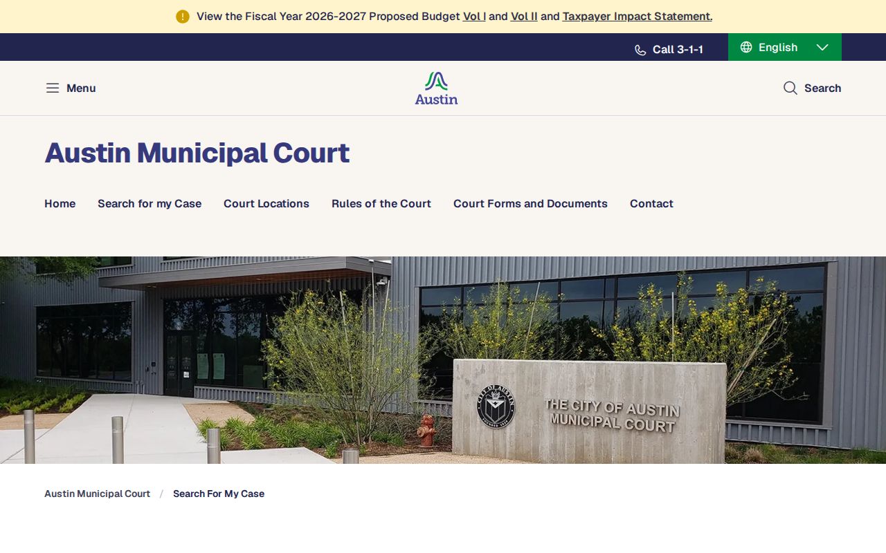 Austin Municipal Court public case search gateway