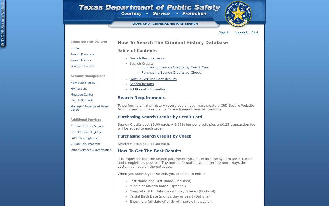 DPS matching guidance for Travis County criminal records