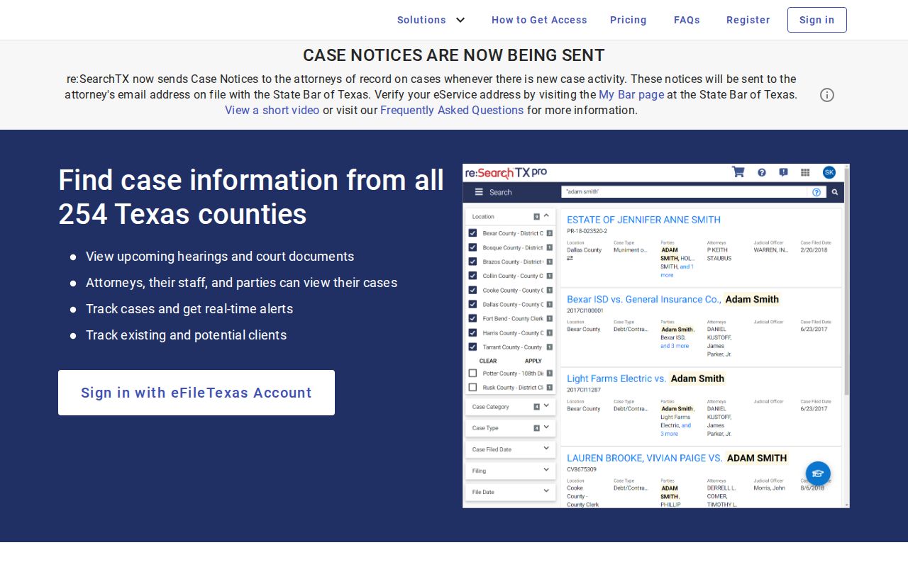re SearchTX access for Travis County criminal court records